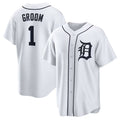 Custom #1 White DET Baseball Shirt Top