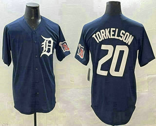 Custom #20 Navy DET Baseball Shirt Top