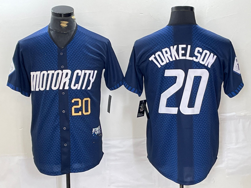 Custom #20 Navy 2024 City Connect DET Baseball Shirt Top
