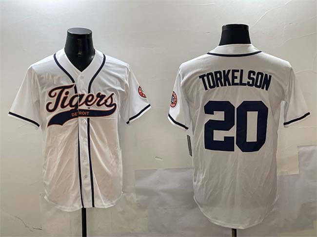 Custom #20 White DET Baseball Shirt Top