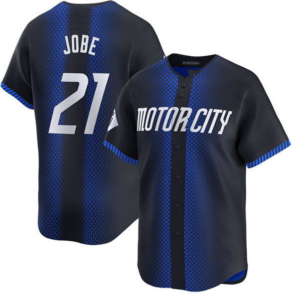 Custom #21 Navy City Connect DET Baseball Shirt Top