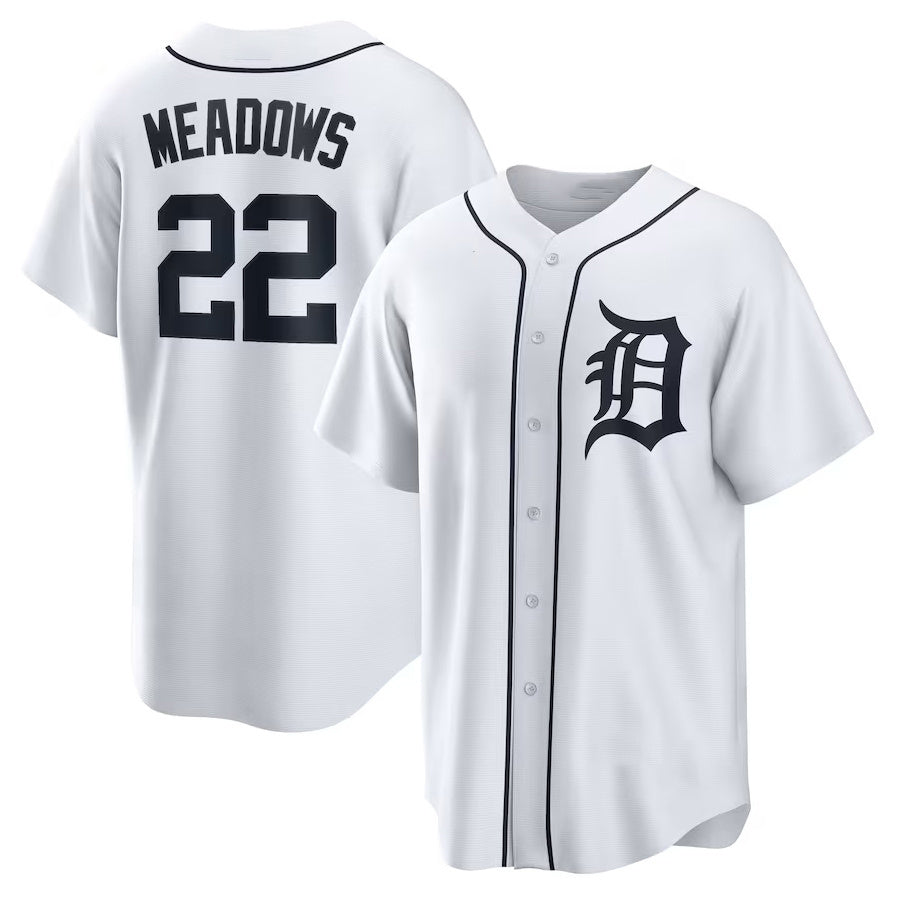 Custom #22 White DET Baseball Shirt Top