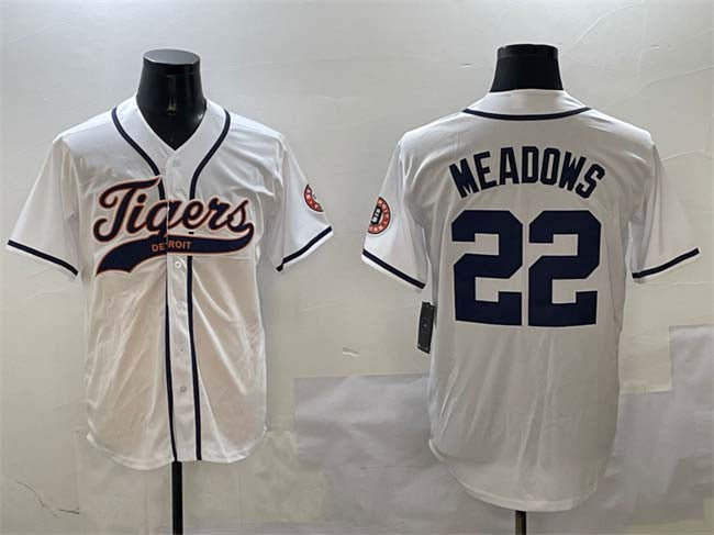 Custom #22 White DET Baseball Shirt Top