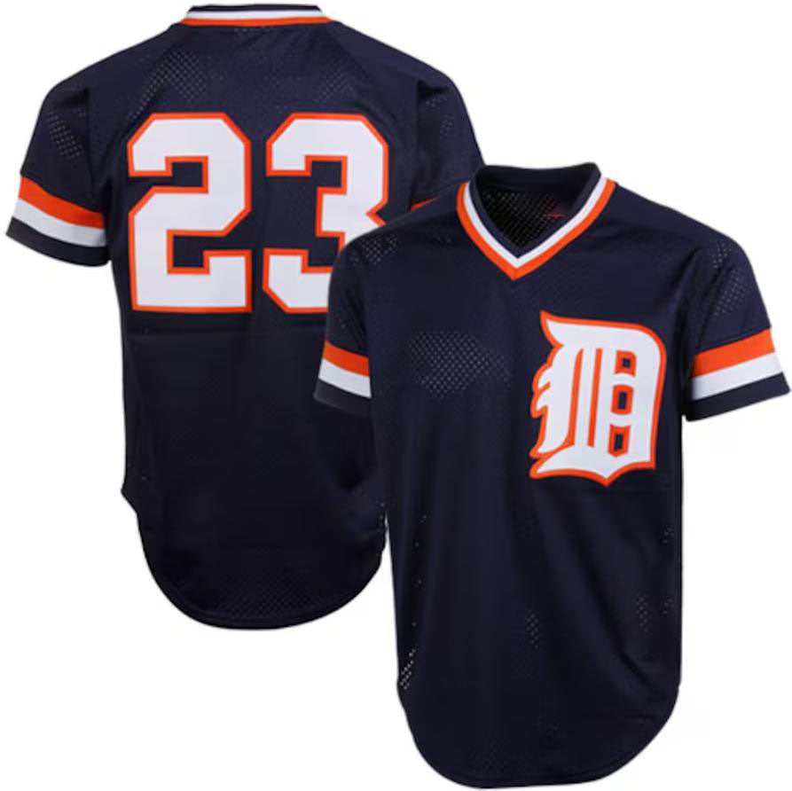 Custom #23 Navy 1984 DET Baseball Shirt Top
