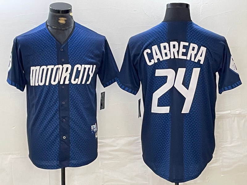 Custom #24 Navy 2024 City Connect DET Baseball Shirt Top