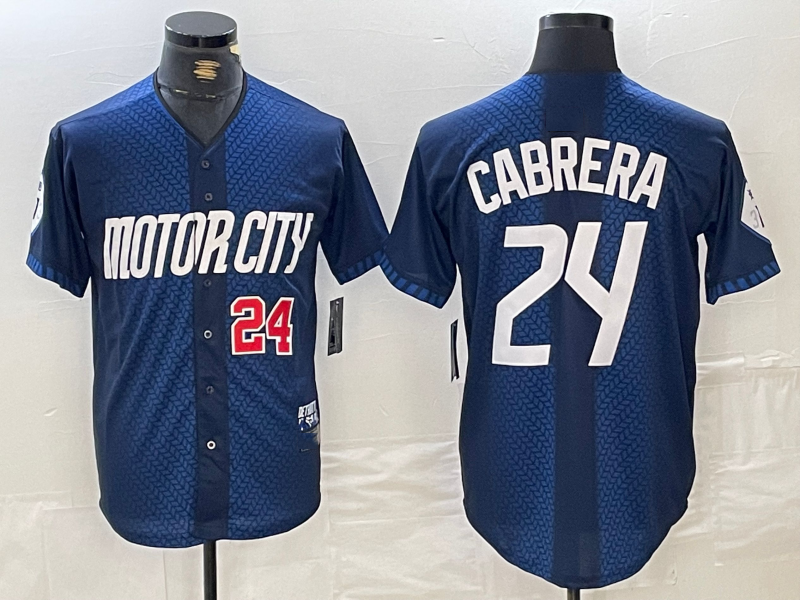 Custom #24 Navy 2024 City Connect DET Baseball Shirt Top