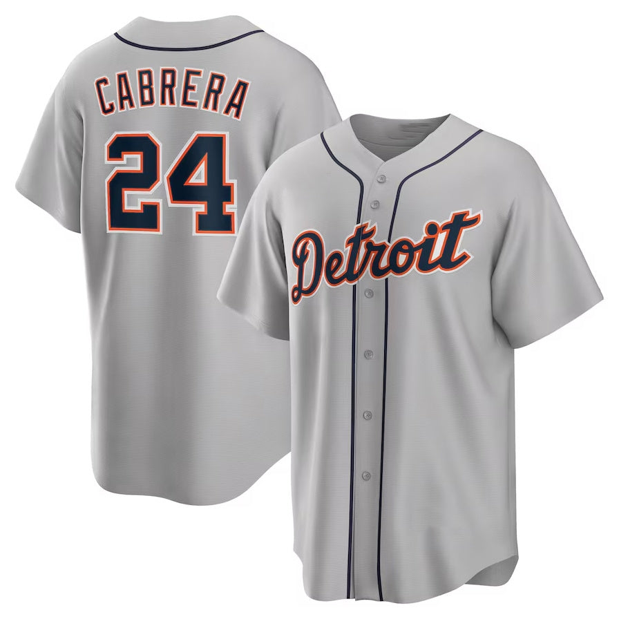 Custom #24 Gray DET Baseball Shirt Top