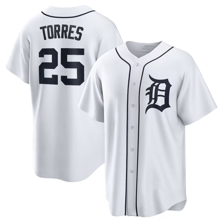 Custom #25 White DET Baseball Shirt Top