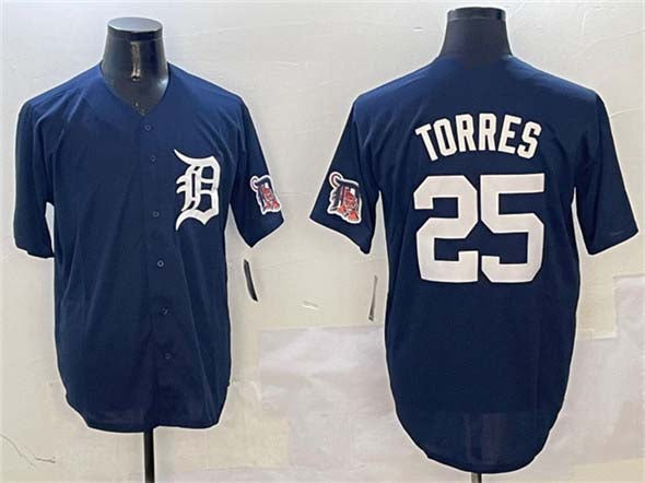 Custom #25 Navy DET Baseball Shirt Top