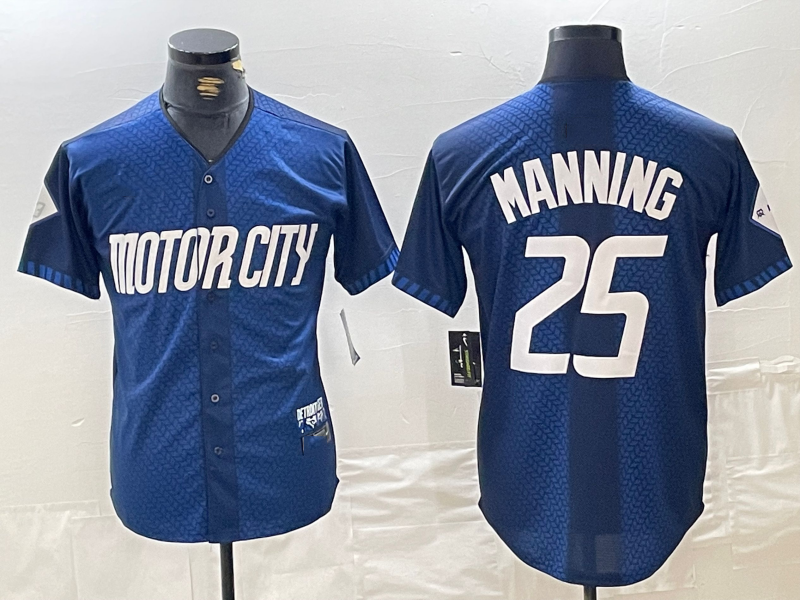 Custom #25 Navy 2024 City Connect DET Baseball Shirt Top