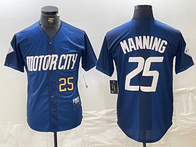 Custom #25 Navy 2024 City Connect DET Baseball Shirt Top