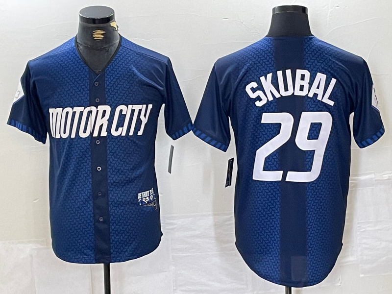 Custom #29 Navy 2024 City Connect DET Baseball Shirt Top