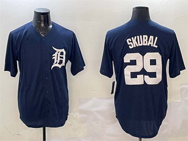 Custom #29 Navy DET Baseball Shirt Top
