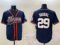 Custom #29 Navy DET Baseball Shirt Top