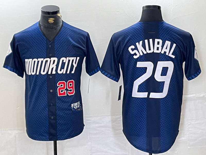 Custom #29 Navy 2024 City Connect DET Baseball Shirt Top