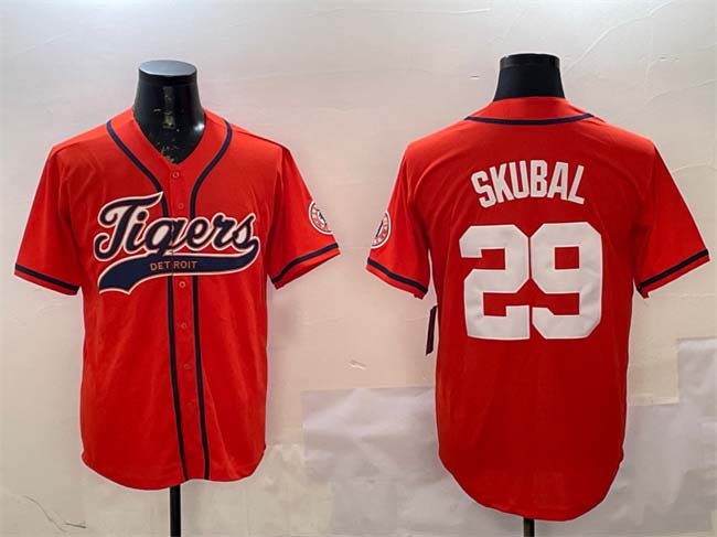 Custom #29 Orange DET Baseball Shirt Top