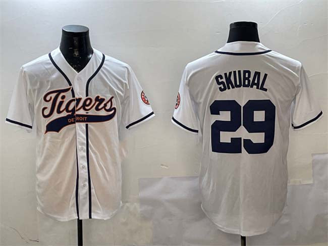 Custom #29 White DET Baseball Shirt Top