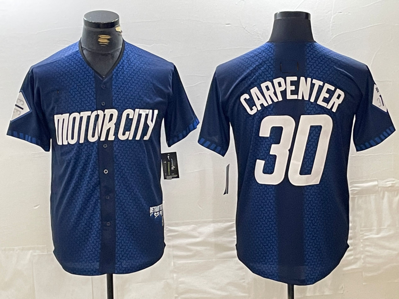 Custom #30 Navy 2024 City Connect DET Baseball Shirt Top