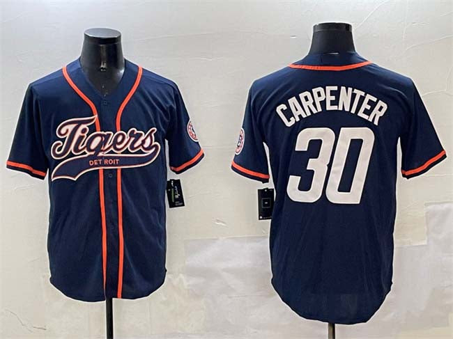 Custom #30 Navy DET Baseball Shirt Top
