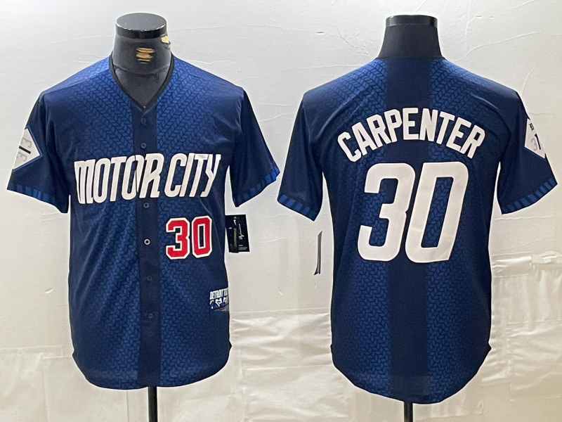 Custom #30 Navy 2024 City Connect DET Baseball Shirt Top