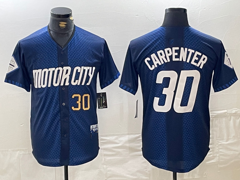 Custom #30 Navy 2024 City Connect DET Baseball Shirt Top