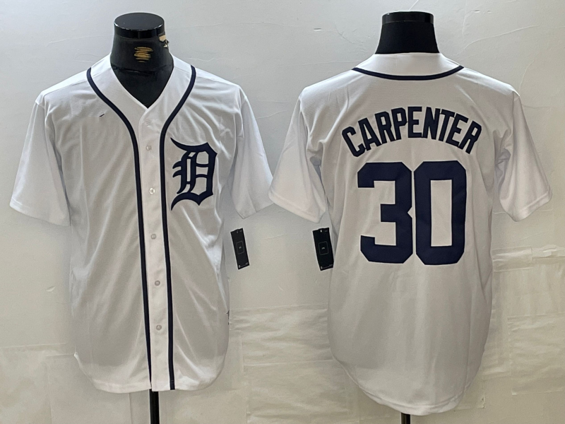 Custom #30 White DET Baseball Shirt Top