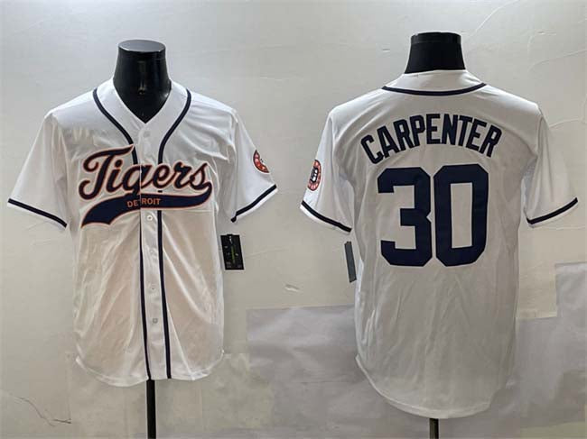 Custom #30 White DET Baseball Shirt Top