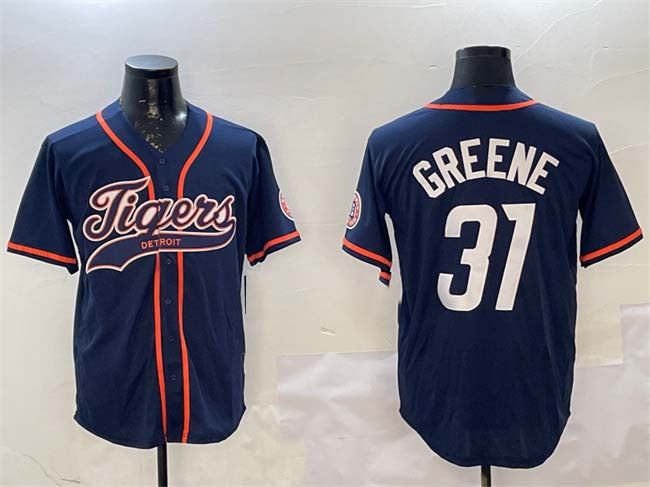 Custom #31 Navy DET Baseball Shirt Top
