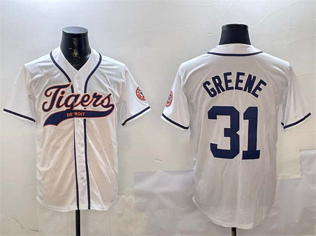 Custom #31 White DET Baseball Shirt Top