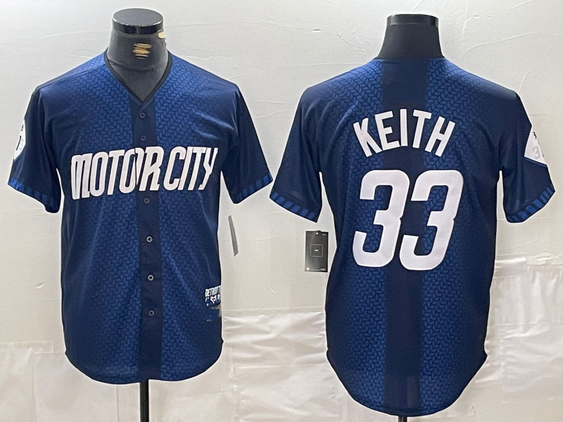 Custom #33 Navy 2024 City Connect DET Baseball Shirt Top