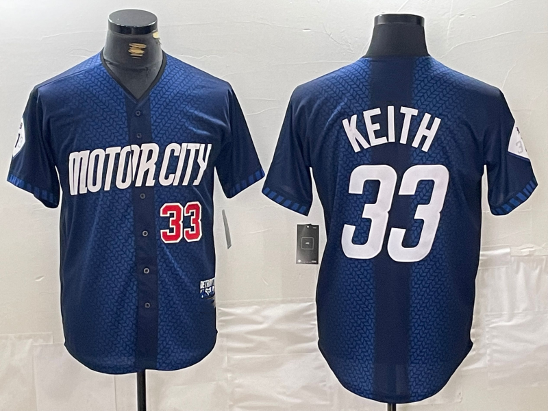 Custom #33 Navy 2024 City Connect DET Baseball Shirt Top