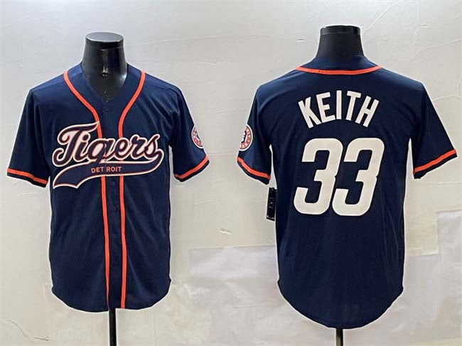 Custom #33 Navy DET Baseball Shirt Top