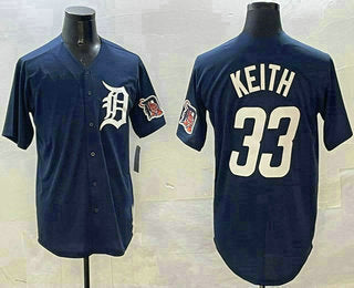 Custom #33 Navy DET Baseball Shirt Top