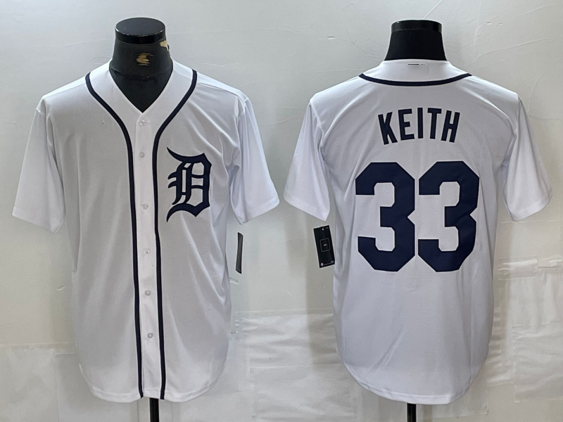Custom #33 White DET Baseball Shirt Top