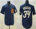 Custom #34 Navy DET Baseball Shirt Top