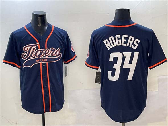 Custom #34 Navy DET Baseball Shirt Top