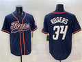 Custom #34 Navy DET Baseball Shirt Top