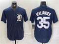 Custom #35 Navy DET Baseball Shirt Top