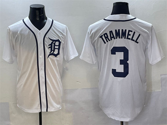 Custom #3 White DET Baseball Shirt Top