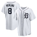 Custom #8 White DET Baseball Shirt Top