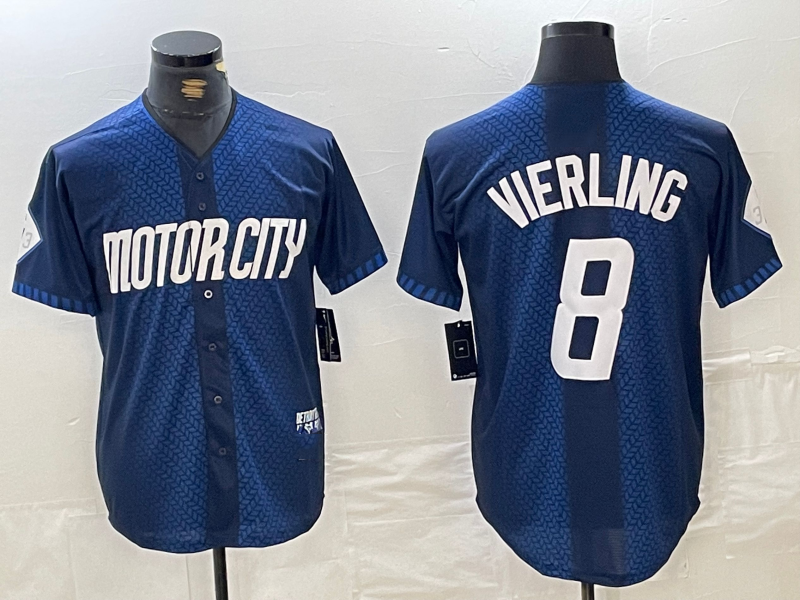 Custom #8 Navy 2024 City Connect DET Baseball Shirt Top