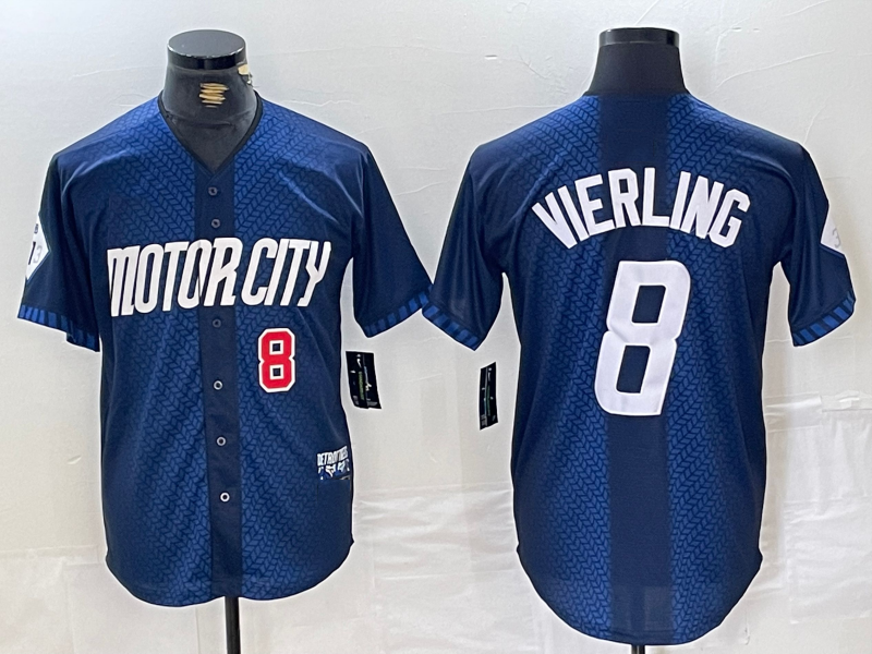 Custom #8 Navy 2024 City Connect DET Baseball Shirt Top