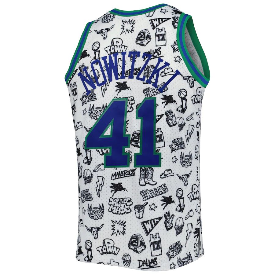 Custom #41 White 1998 DAL Basketball Shirt Top