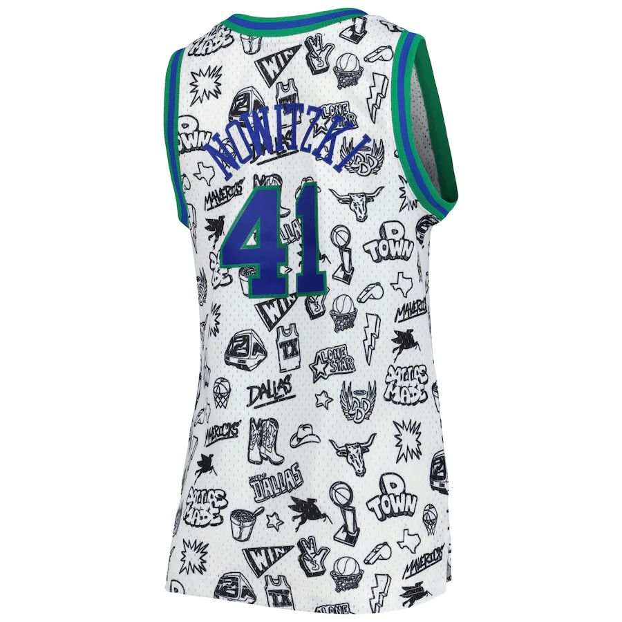 Custom #41 White 1998 DAL Basketball Shirt Top