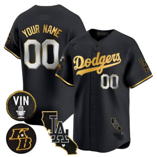 Custom Gold LAD Baseball Shirt Top