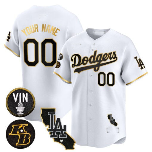 Custom Gold LAD Baseball Shirt Top