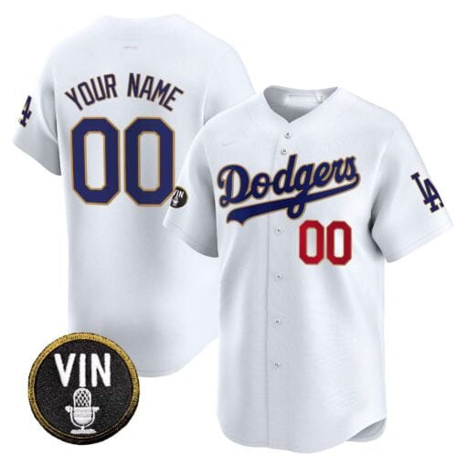 Custom Gold LAD Baseball Shirt Top