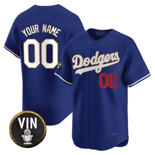 Custom Gold LAD Baseball Shirt Top