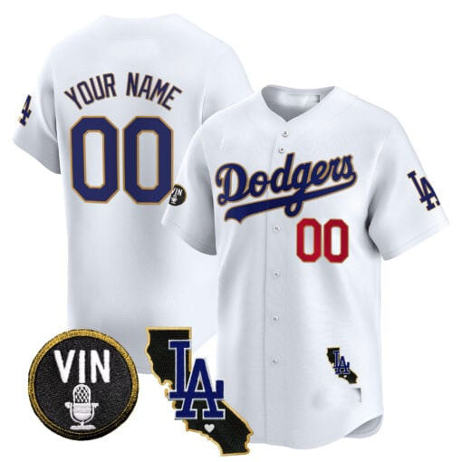 Custom Gold LAD Baseball Shirt Top