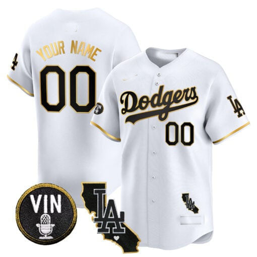 Custom Gold LAD Baseball Shirt Top